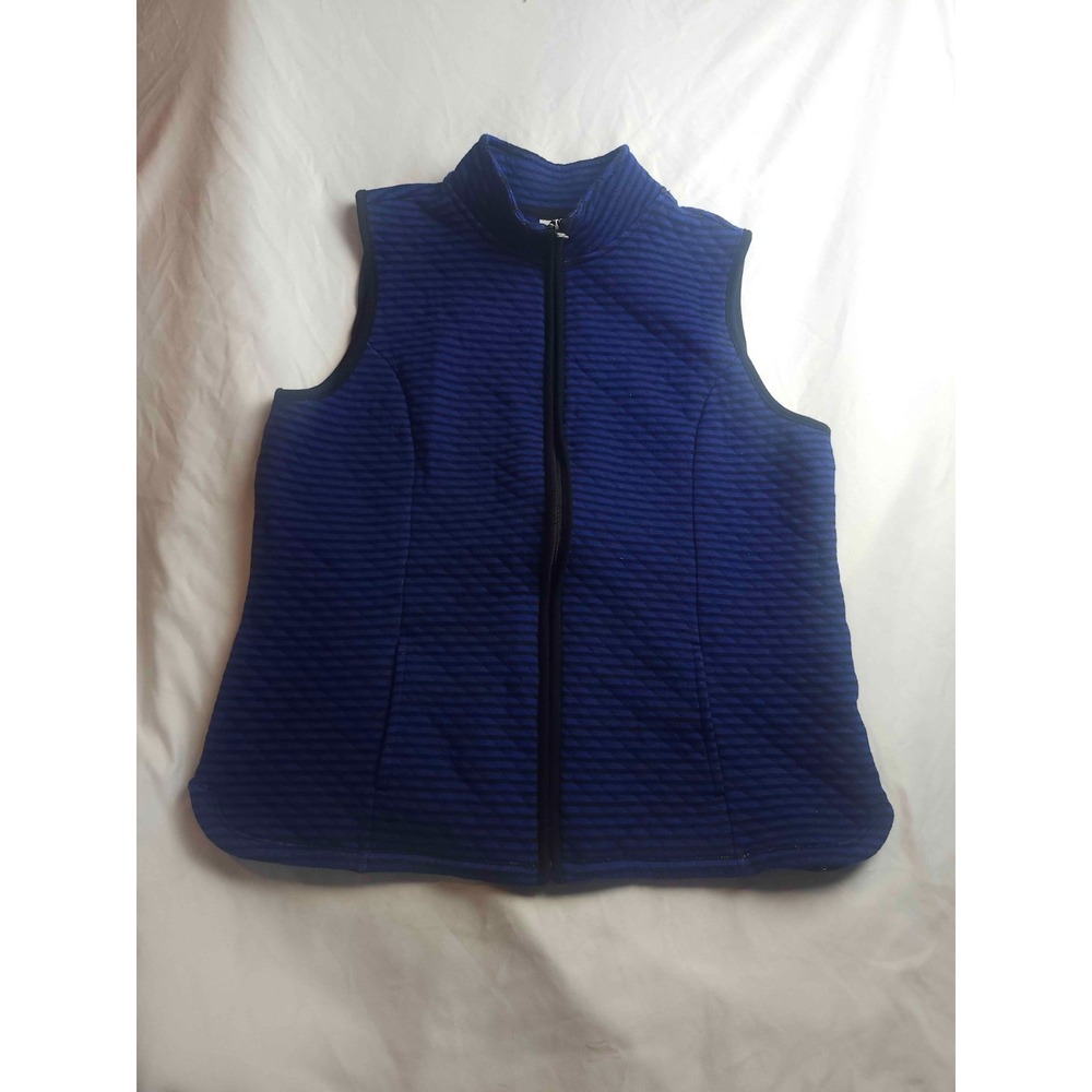 Kim Rogers Vest Womens Large Blue Quilted Striped  Coastal‎ Grandma Cabincore